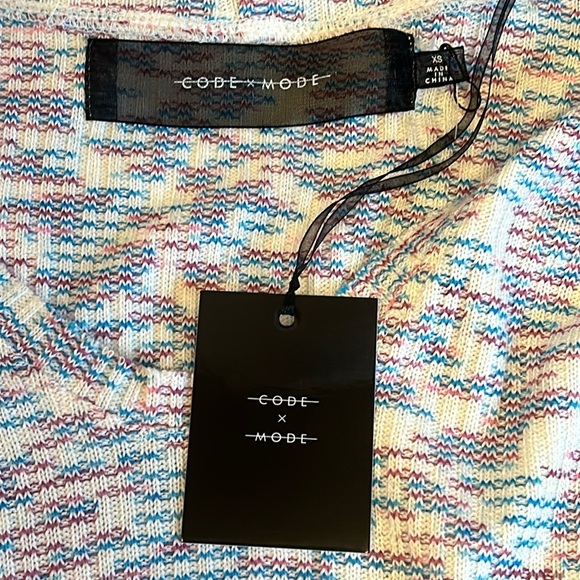 Code Mode Burgundy & Blue Multi High / Low V Neck Long Sleeve Sweater Women’s XS - Picture 9 of 11